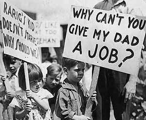 kids with signs The Great Depression